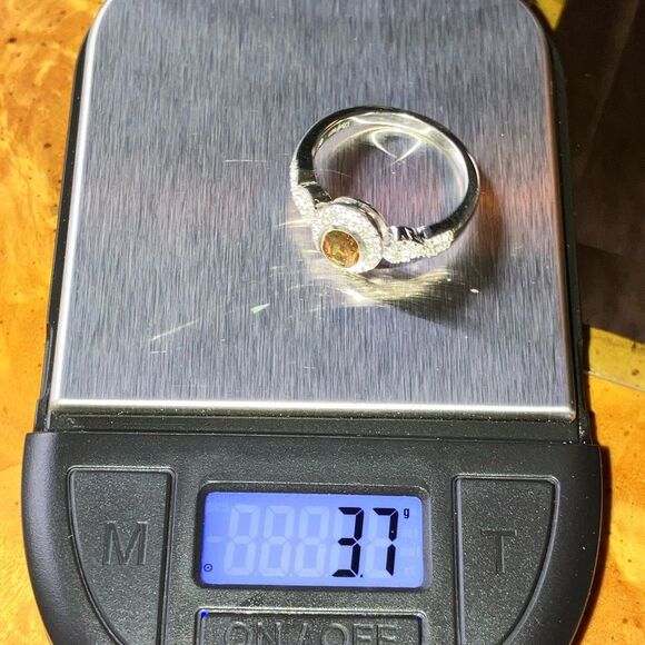 Genuine Orange Mystic Topaz Sterling Silver Halo Ring Size 9 - Picture 8 of 8